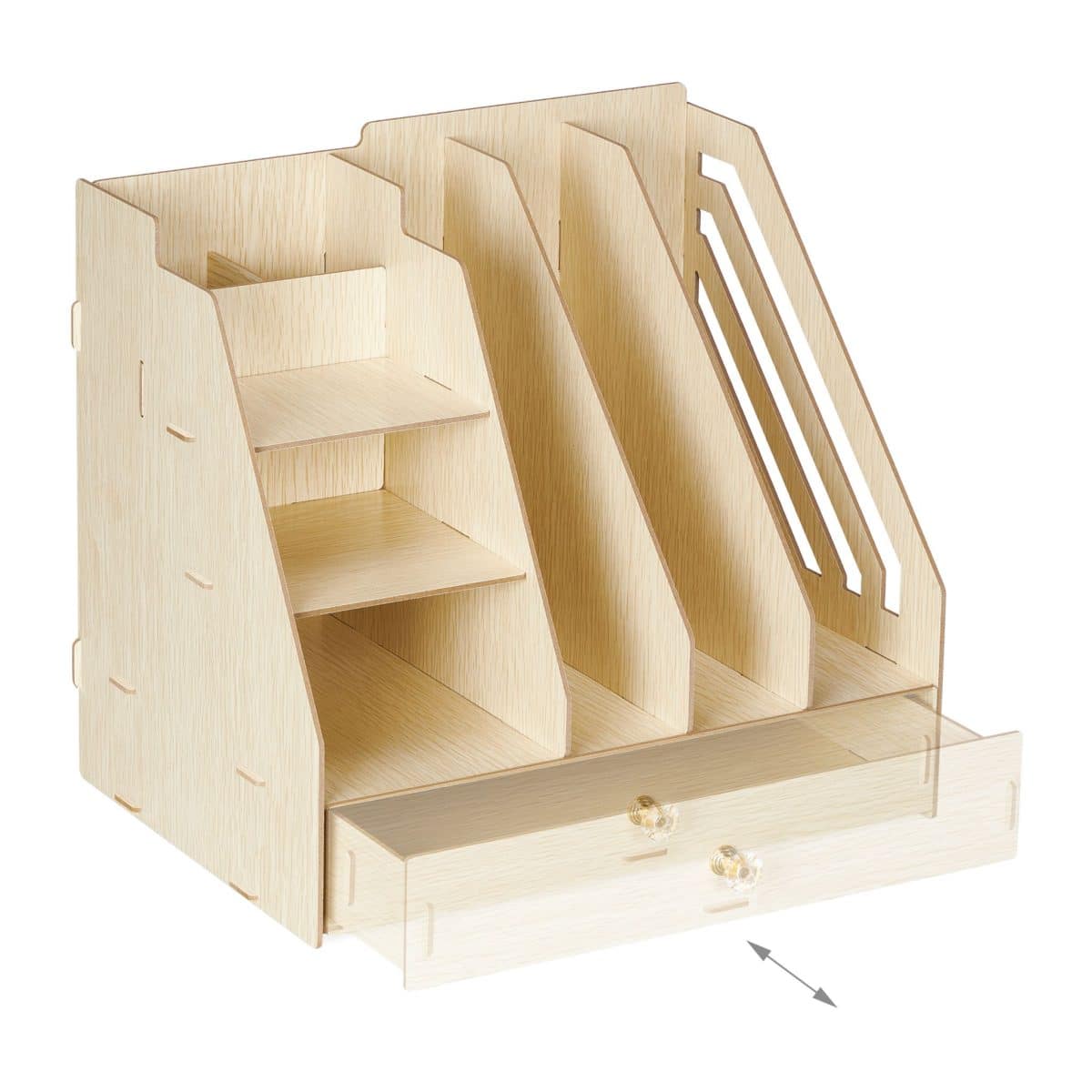 Organizator de birou, 8 compartimente si un sertar, bej, 29,5 x 33 x 24 cm - imagine 5