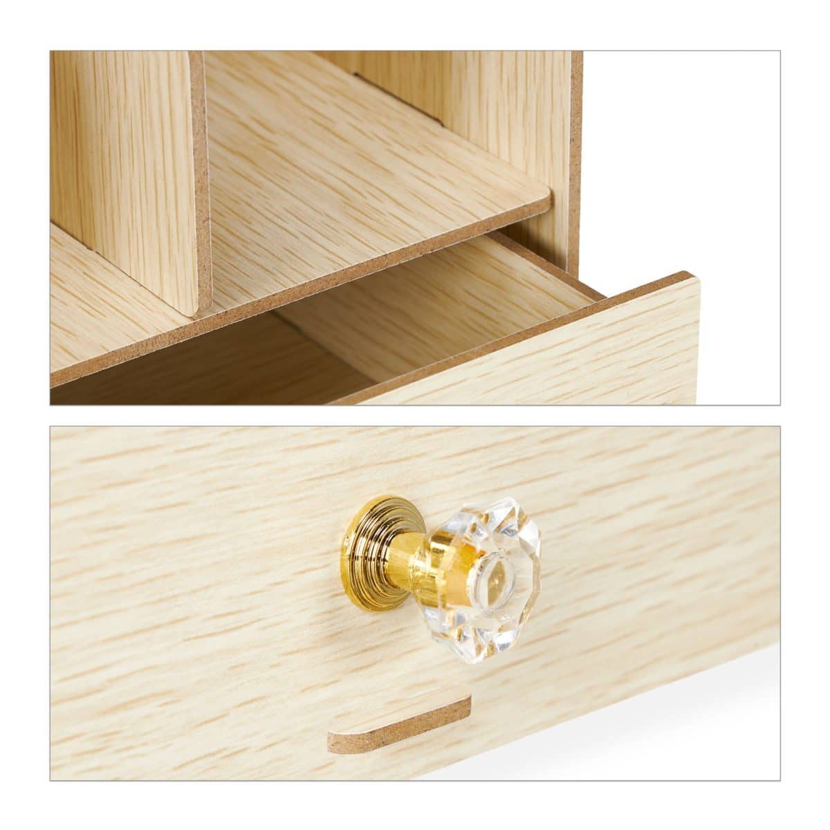 Organizator de birou, 8 compartimente si un sertar, bej, 29,5 x 33 x 24 cm - imagine 6