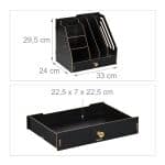 Organizator de birou, 8 compartimente si un sertar, negru, 29,5 x 33 x 24 cm - imagine 3