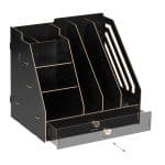 Organizator de birou, 8 compartimente si un sertar, negru, 29,5 x 33 x 24 cm - imagine 5