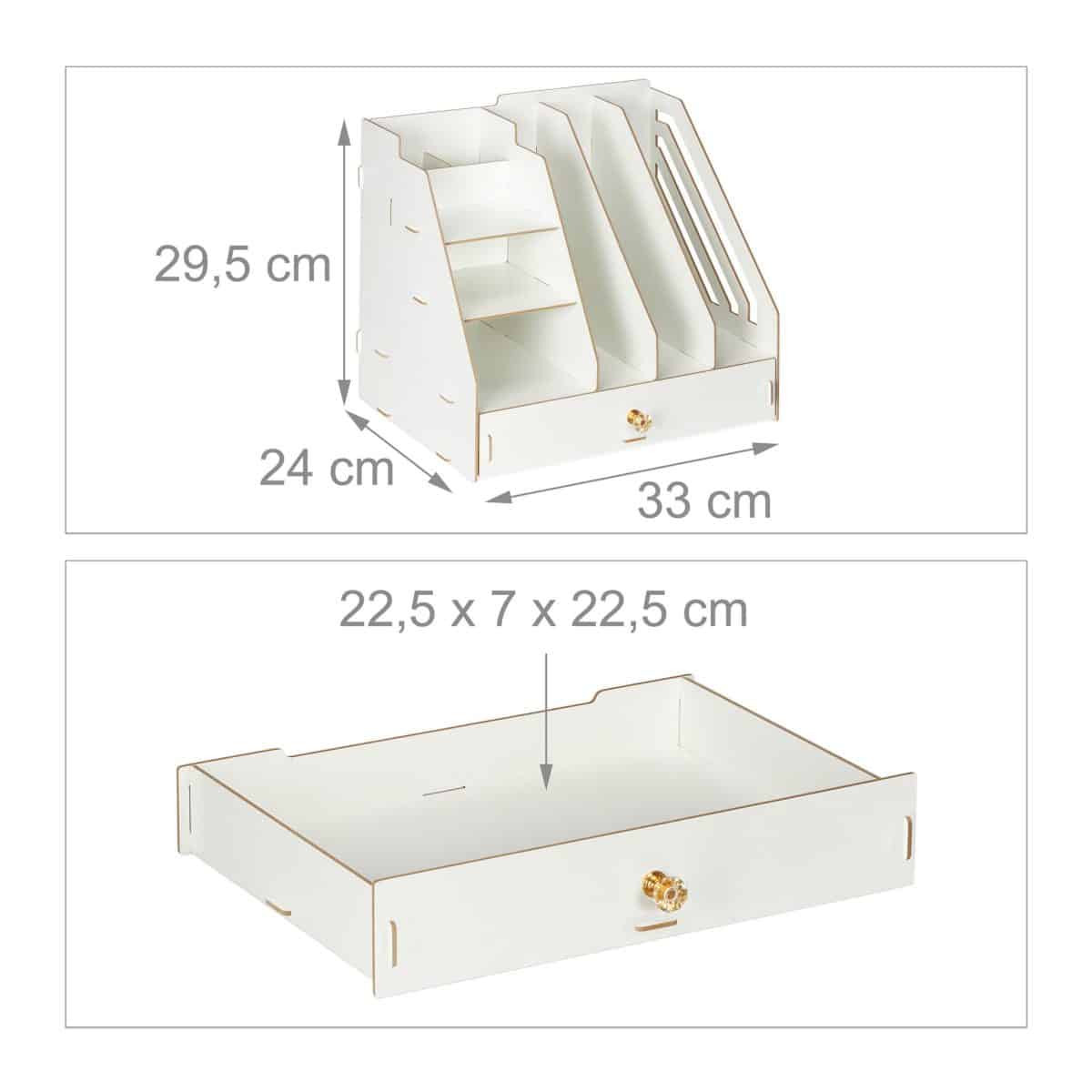 Organizator de birou, 8 compartimente si un sertar, alb, 29,5 x 33 x 24 cm - imagine 4