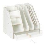 Organizator de birou, 8 compartimente si un sertar, alb, 29,5 x 33 x 24 cm - imagine 5