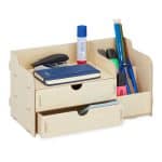 Organizator de birou, 3 compartimente si 2 sertare, alb, Relaxdays