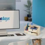 Organizator de birou, 3 compartimente si 2 sertare, alb, Relaxdays - imagine 3