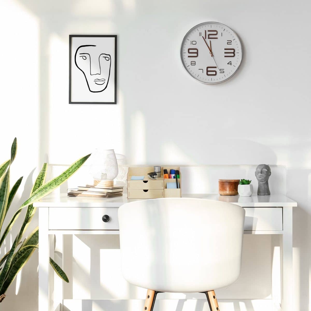 Organizator de birou, 3 compartimente si 2 sertare, alb, Relaxdays - imagine 6