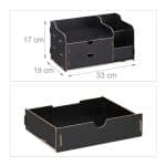 Organizator de birou, 3 compartimente si 2 sertare, negru, Relaxdays - imagine 3