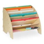 Organizator documente, format A4, MDF, 6 compartimente, bej, Relaxdays