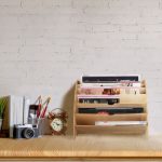Organizator documente, format A4, MDF, 6 compartimente, bej, Relaxdays - imagine 2