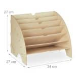 Organizator documente, format A4, MDF, 6 compartimente, bej, Relaxdays - imagine 4