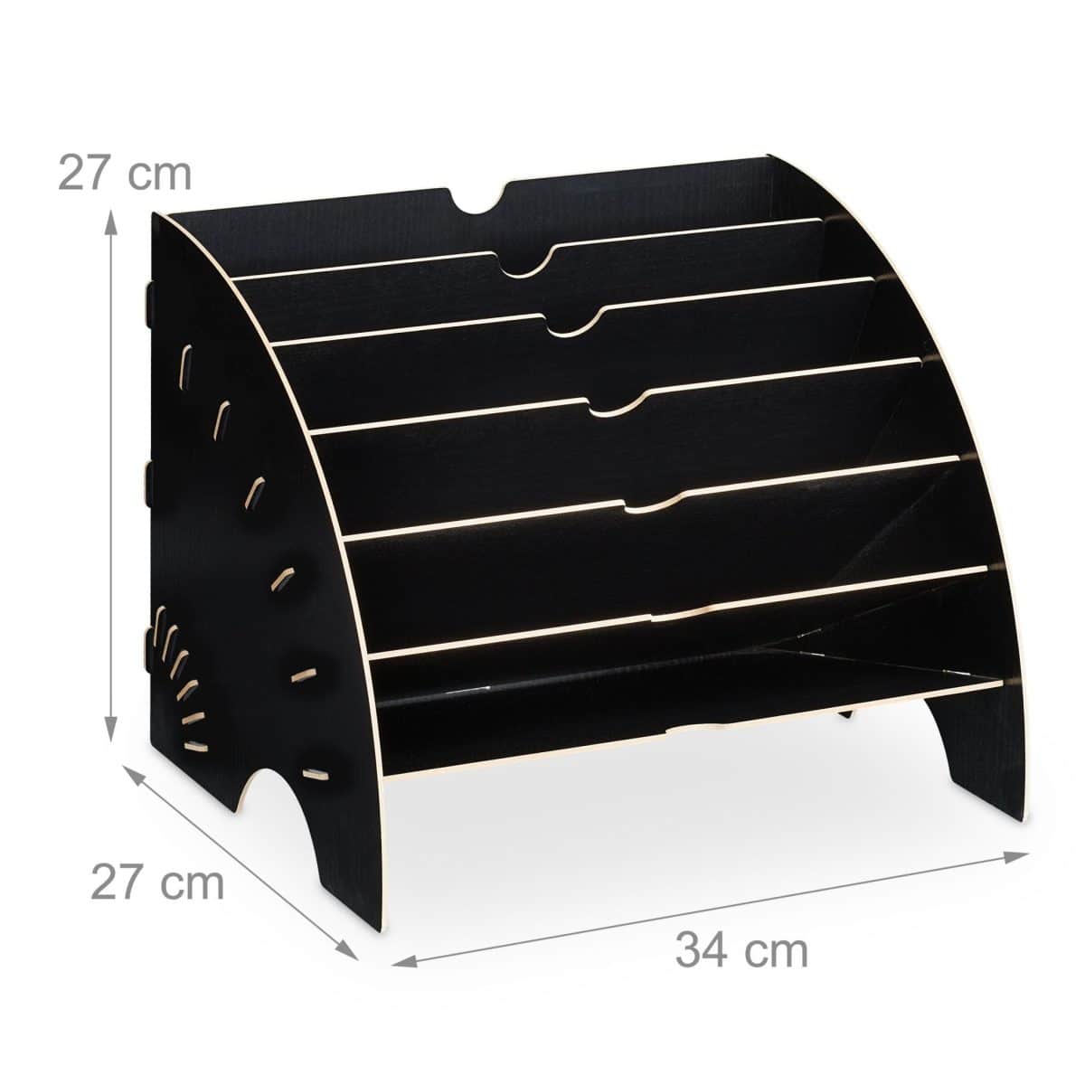 Organizator documente, format A4, MDF, 6 compartimente, negru, Relaxdays - imagine 4