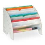 Organizator documente, format A4, MDF, 6 compartimente, alb, Relaxdays