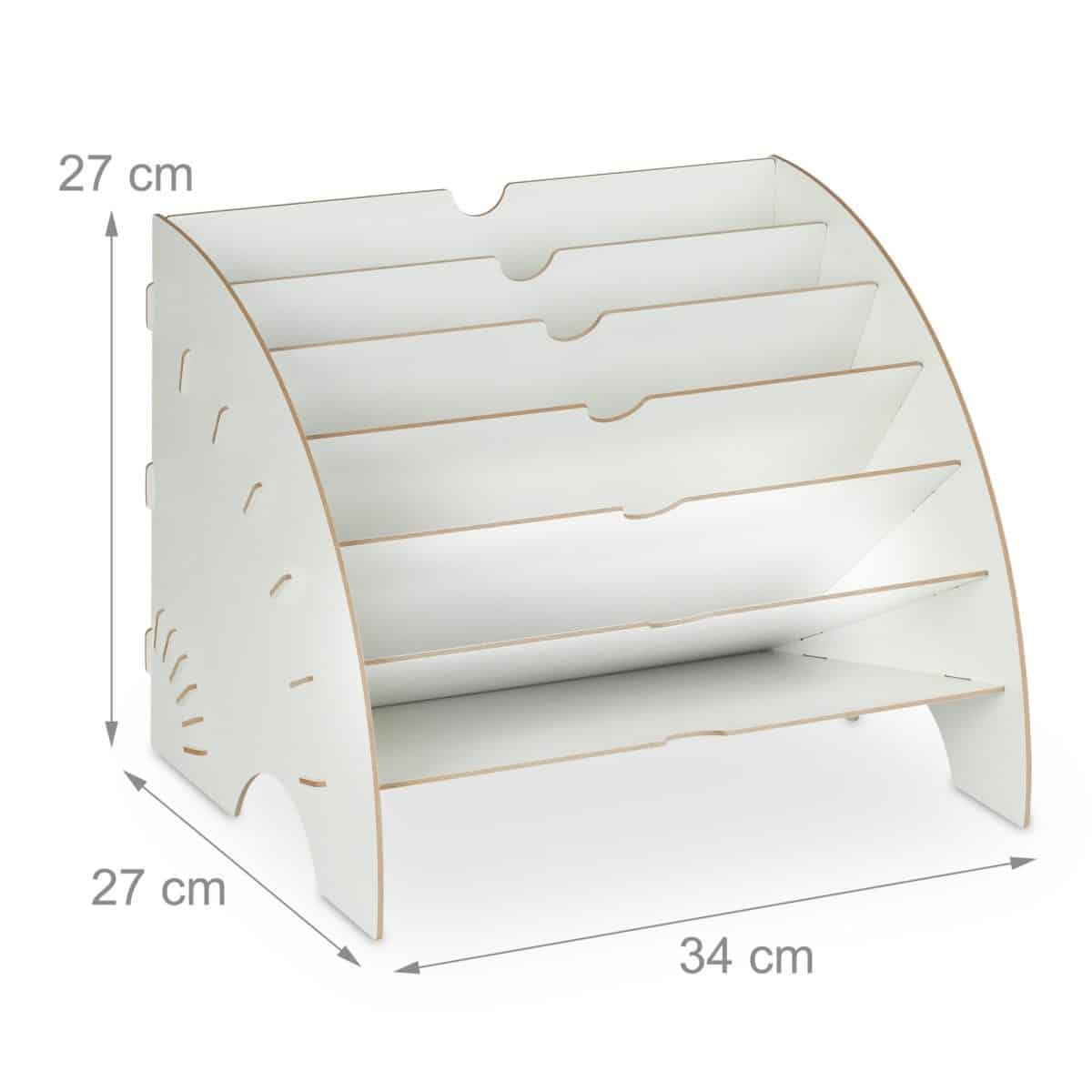 Organizator documente, format A4, MDF, 6 compartimente, alb, Relaxdays - imagine 5