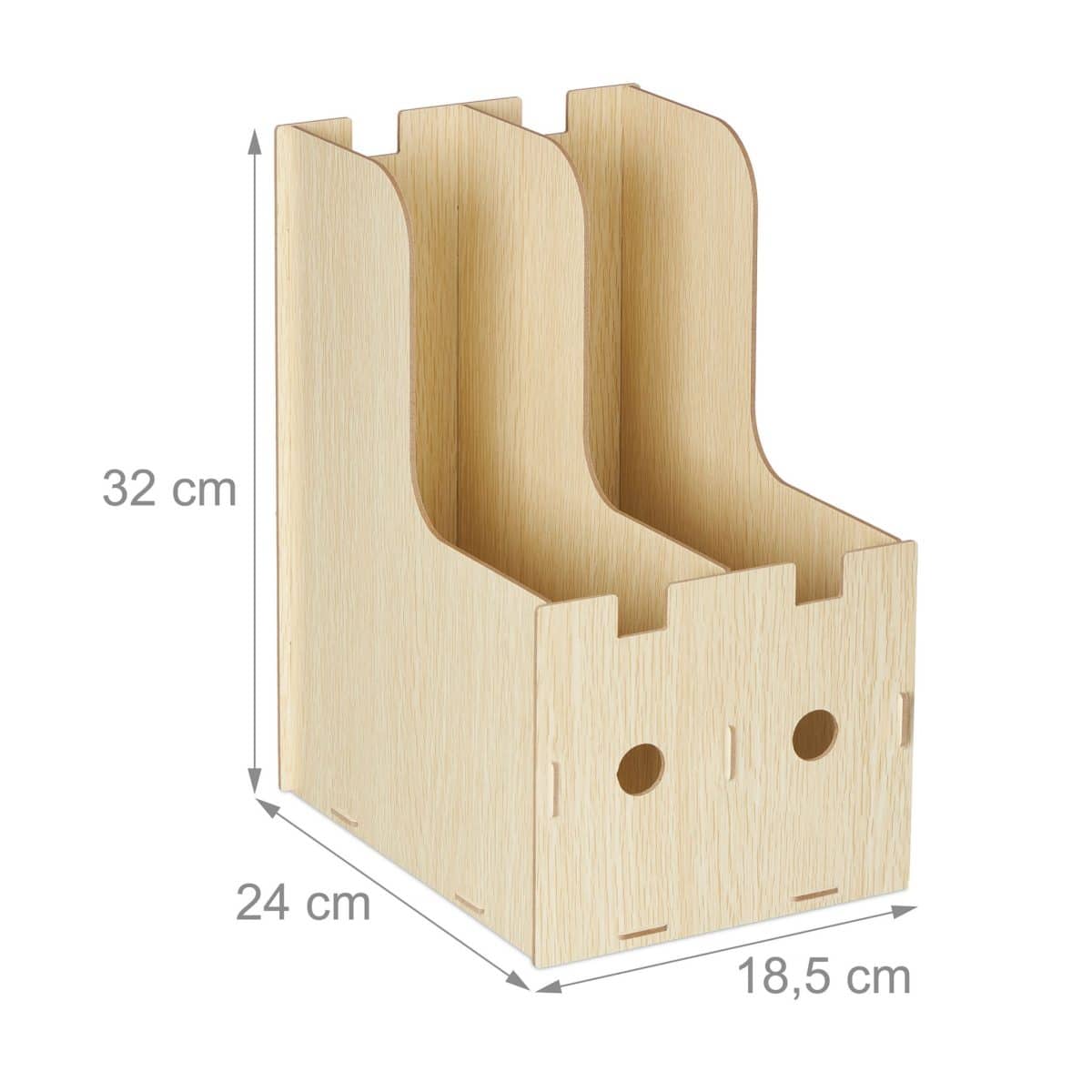 Organizator documente, format A4, MDF, 2 compartimente, bej, Relaxdays - imagine 4