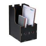 Organizator documente, format A4, MDF, 2 compartimente, negru, Relaxdays