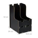 Organizator documente, format A4, MDF, 2 compartimente, negru, Relaxdays - imagine 4