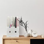 Organizator documente, format A4, MDF, 2 compartimente, alb, Relaxdays - imagine 2