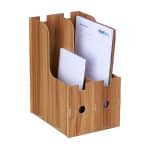 Organizator documente, format A4, MDF, 2 compartimente, maro, Relaxdays