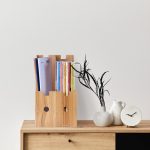 Organizator documente, format A4, MDF, 2 compartimente, maro, Relaxdays - imagine 2