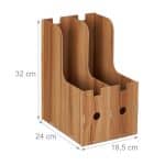 Organizator documente, format A4, MDF, 2 compartimente, maro, Relaxdays - imagine 4