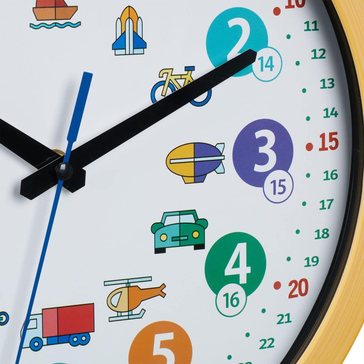 Ceas de perete, pentru copii, cu vehicule, multicolor, Relaxdays - imagine 6