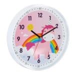 Ceas de perete, pentru copii, roz cu unicorn, Relaxdays