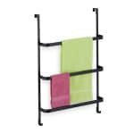 Suport de prosoape suspendat, 3 bare, otel, negru, 85 x 54,5 x 15 cm