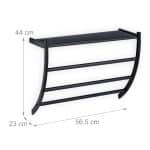 Suport prosoape de perete cu raft, negru, otel, 44 x 56,5 x 23 cm - imagine 4
