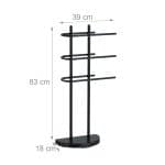 Suport prosoape din otel cromat, 3 sine, negru, 83 x 40 x 18 cm - imagine 4