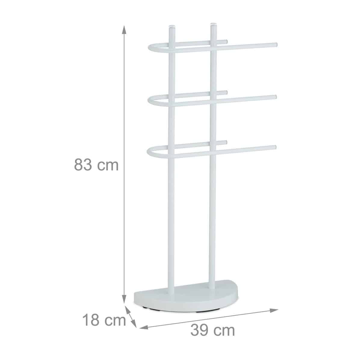 Suport prosoape din otel cromat, 3 sine, alb, 83 x 40 x 18 cm - imagine 4