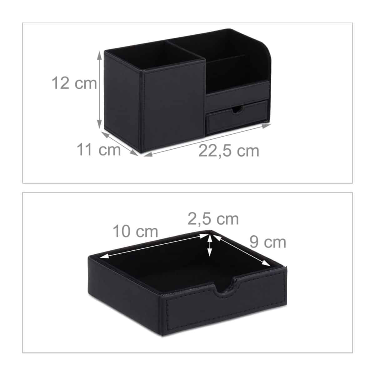 Organizator de birou, 3 compartimente si un sertar, piele ecologica, 12 x 22,5 x 11 cm - imagine 4