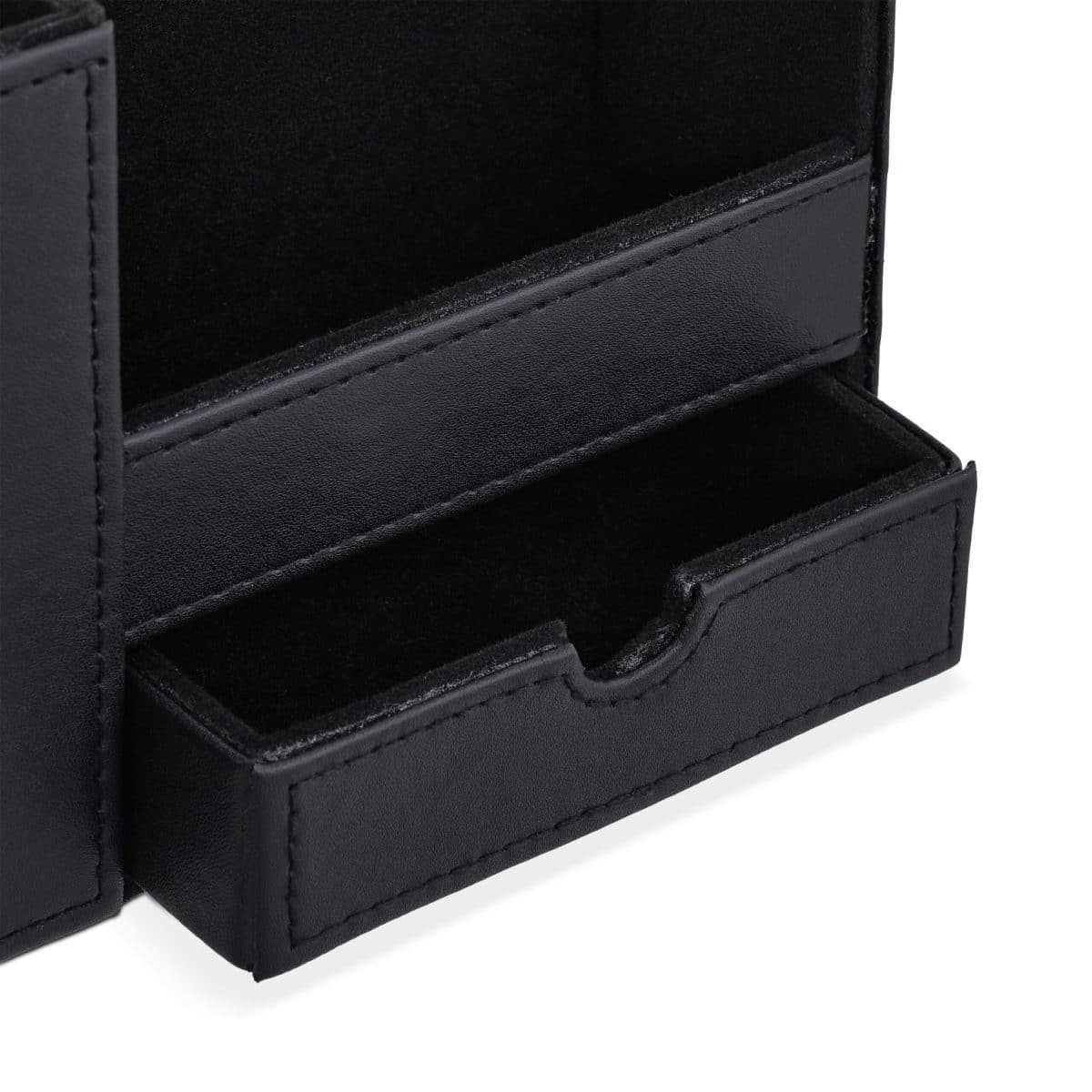Organizator de birou, 3 compartimente si un sertar, piele ecologica, 12 x 22,5 x 11 cm - imagine 6
