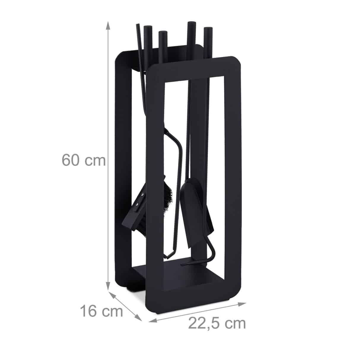 Suport cu 4 ustensile pentru semineu/soba, 60 x 22, 5 x 16 cm, negru - imagine 4