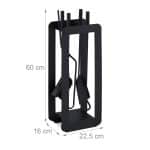 Suport cu 4 ustensile pentru semineu/soba, 60 x 22, 5 x 16 cm, negru - imagine 4