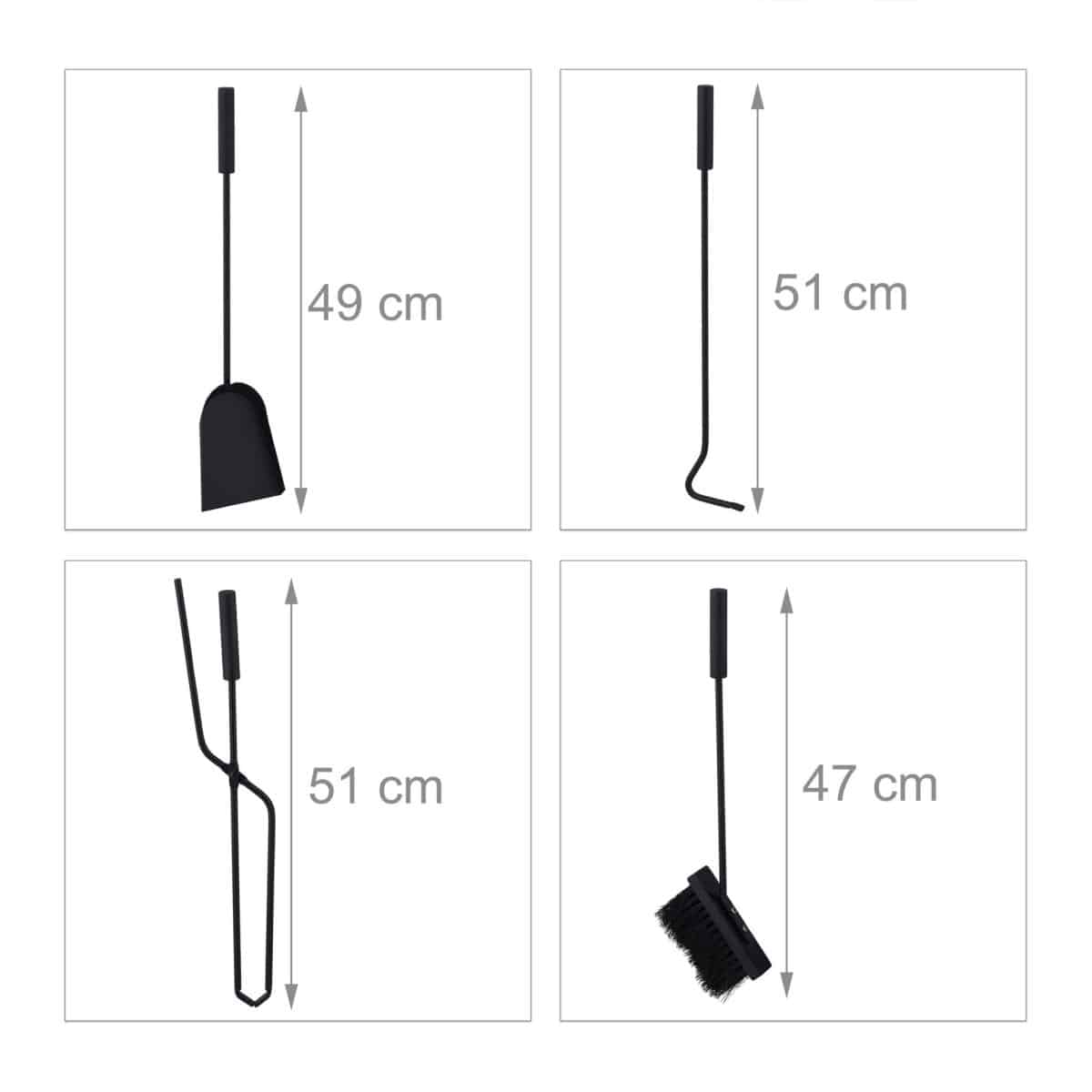 Suport cu 4 ustensile pentru semineu/soba, 60 x 22, 5 x 16 cm, negru - imagine 5