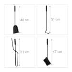 Suport cu 4 ustensile pentru semineu/soba, 60 x 22, 5 x 16 cm, negru - imagine 5
