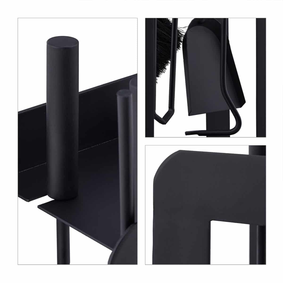 Suport cu 4 ustensile pentru semineu/soba, 60 x 22, 5 x 16 cm, negru - imagine 6