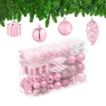 Decoratiuni brad, set de 72 piese, pentru Craciun, roz pal, NEW 9