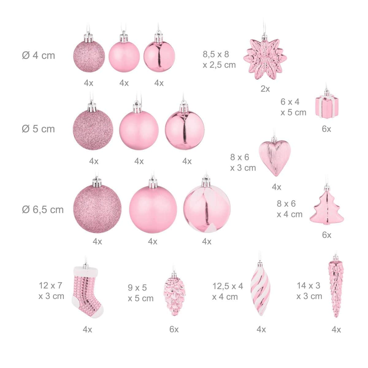 Decoratiuni brad, set de 72 piese, pentru Craciun, roz pal, NEW 9 - imagine 5