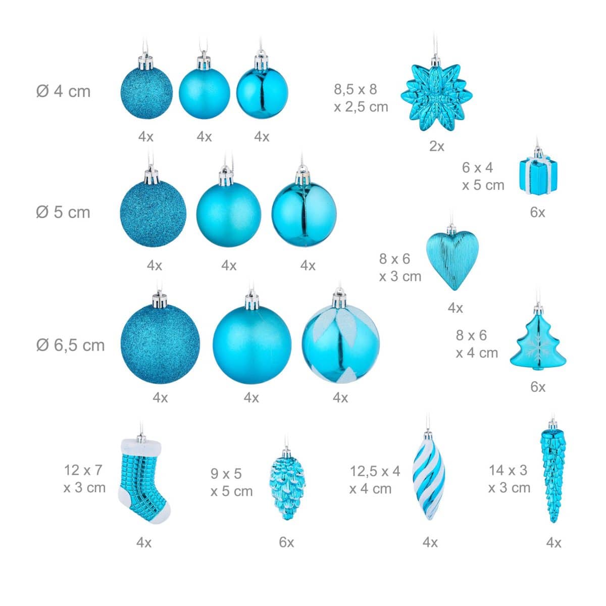 Decoratiuni brad, set de 72 piese, pentru Craciun, turcoaz, NEW 9 - imagine 4