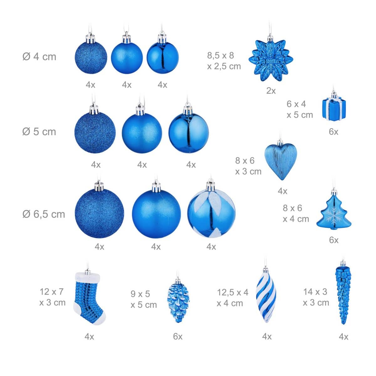 Decoratiuni brad, set de 72 piese, pentru Craciun, albastru, NEW 9 - imagine 5