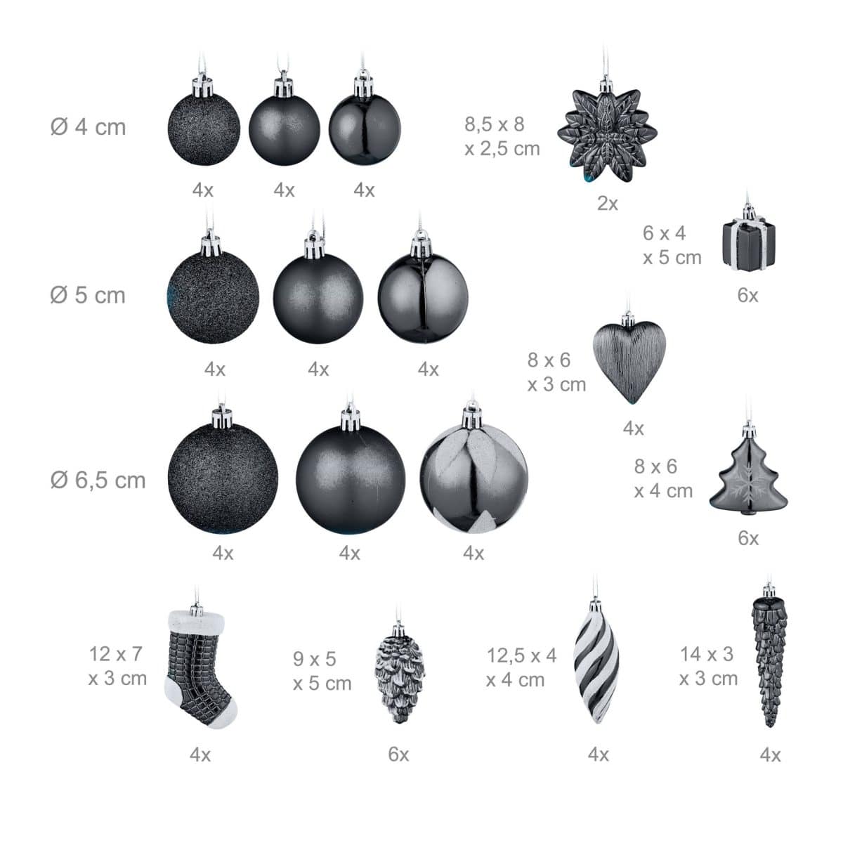 Decoratiuni brad, set de 72 piese, pentru Craciun, negru, NEW 9 - imagine 5