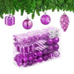 Decoratiuni brad, set de 72 piese, pentru Craciun, mov, NEW 9