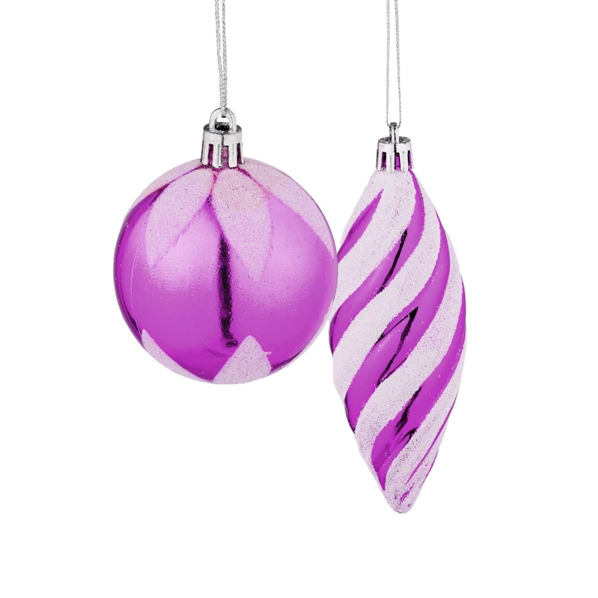 Decoratiuni brad, set de 72 piese, pentru Craciun, mov, NEW 9 - imagine 2