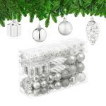 Decoratiuni brad, set de 72 piese, pentru Craciun, argintiu, NEW 9