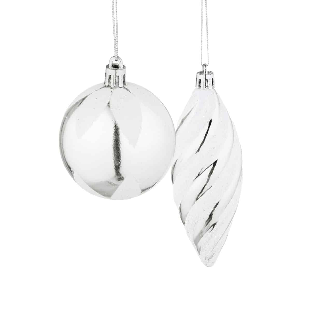 Decoratiuni brad, set de 72 piese, pentru Craciun, argintiu, NEW 9 - imagine 2