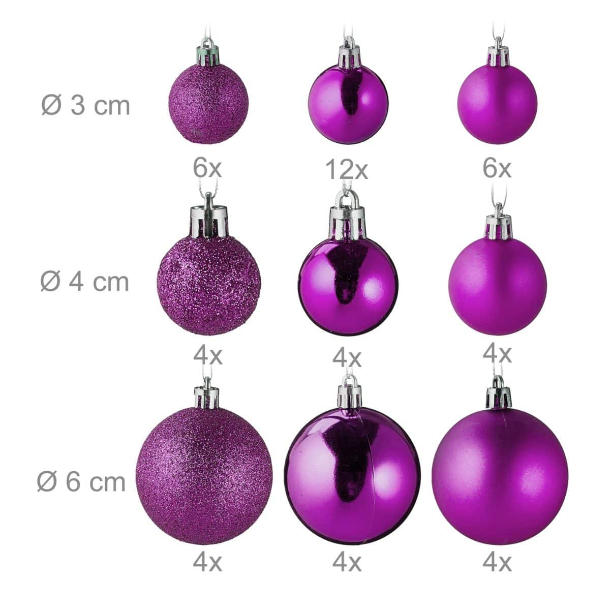 Set decoratiuni brad, pentru Craciun, 100 piese, mov, NEW 10 - imagine 5