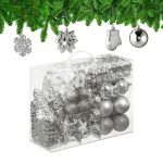 Set decoratiuni brad, pentru Craciun, 100 piese, argintiu, NEW 10