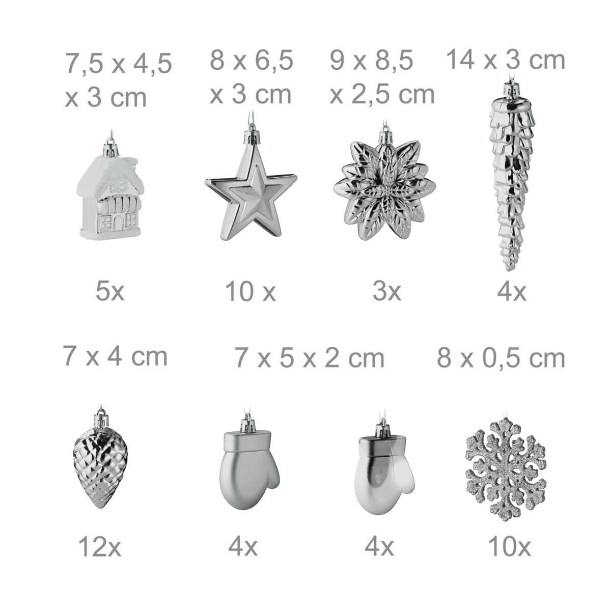 Set decoratiuni brad, pentru Craciun, 100 piese, argintiu, NEW 10 - imagine 6
