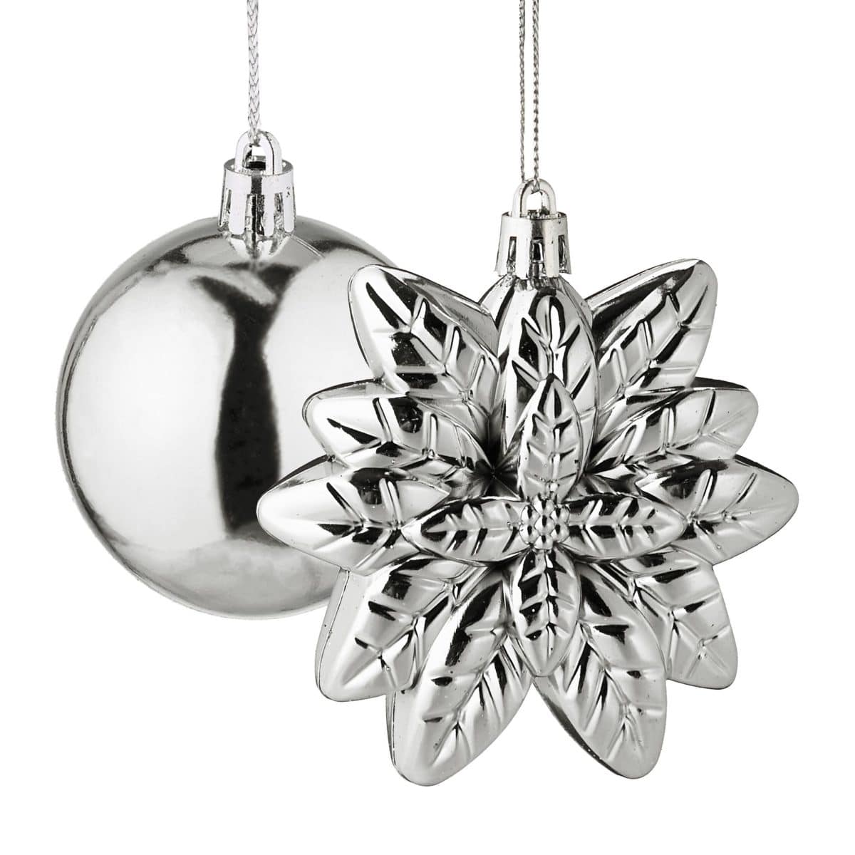 Set decoratiuni brad, pentru Craciun, 100 piese, argintiu, NEW 10 - imagine 2