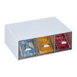 Cutie pentru ceai, 3 compartimente, 8 x 23 x 17,5 cm alb
